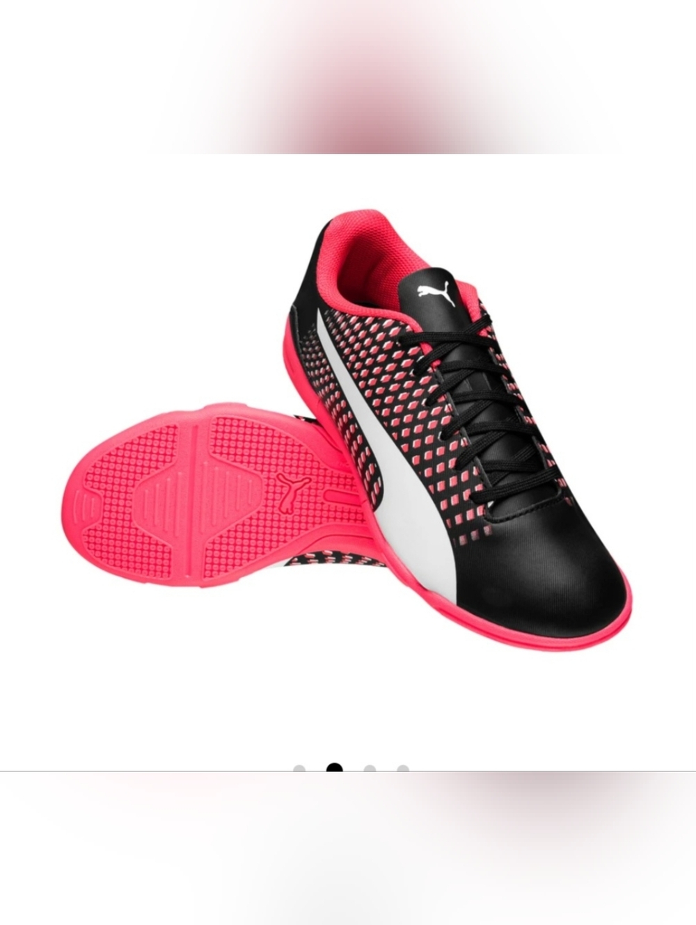 Puma Adreno III IT Junior Black Pink Indoor Soccer Cleats Shoes 7 Kids